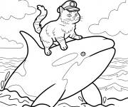 Coloriage Orque et le chat marin dans la mer