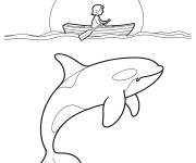 Coloriage et dessins gratuit Orque et un barque pour maternelle à imprimer