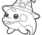 Coloriage Orque kawaii avec un chapeau de magicien