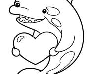 Coloriage et dessins gratuit Orque mignon tenant un c&oelig;ur à imprimer