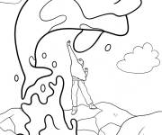 Coloriage Orque Willy sautant au-dessus du gar&ccedil;on du film