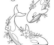 Coloriage Orques avec des fleurs