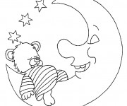 Coloriage Ourson en train de dormir sur la lune