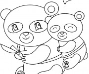 Coloriage Maman Panda et son petit