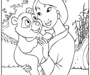 Coloriage et dessins gratuit Mulan et le petit ours à imprimer