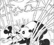 Coloriage Panda et Mickey Mouse