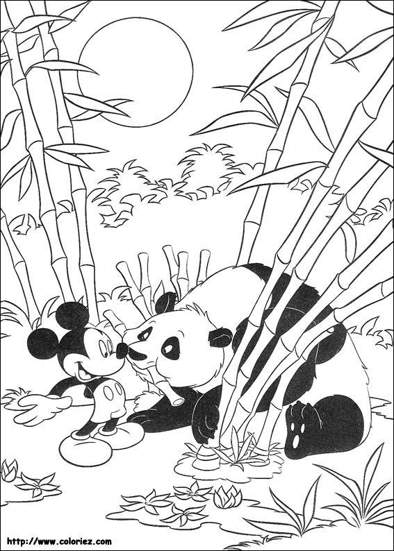 Coloriage et dessins gratuits Panda et Mickey Mouse à imprimer