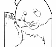 Coloriage Panda nettoie ses dents