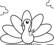 Coloriage Aperçu du paon facile