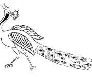 Coloriage Beau paon en marchant