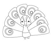 Coloriage B&eacute;b&eacute; paon de cartoon se d&eacute;ploie les plumes pour les petits
