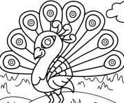 Coloriage Bébé paon mignon en couleurs