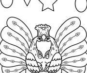 Coloriage Deux paons avec des décorations de la fête