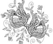 Coloriage Deux Paons en mandala