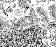 Coloriage et dessins gratuit Image de paon et les animaux à imprimer