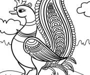 Coloriage Joli paon d'inspiration indienne