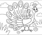 Coloriage Oiseau paon en plein air