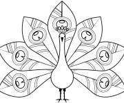 Coloriage Oiseau Paon plumage