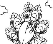 Coloriage Paon artistique gratuit