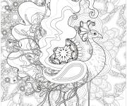 Coloriage Paon aux formes abstraites