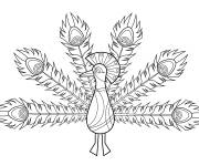 Coloriage Paon avec forme de plumes magique