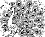 Coloriage et dessins gratuit Paon avec une petite t&ecirc;te à imprimer