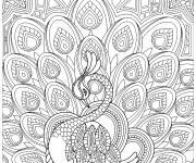 Coloriage Paon carr&eacute; anti-stress
