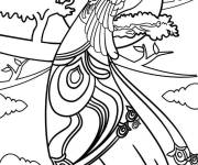 Coloriage Paon d'inspiration japonaise