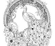 Coloriage Paon en mandala plein de beaux d&eacute;tails