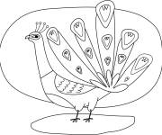 Coloriage Paon en maternelle