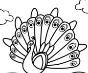 Coloriage Paon en se d&eacute;ployant les plumes