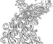 Coloriage Paon et plumage artistique