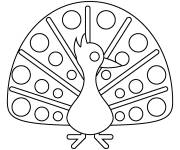 Coloriage Paon facile en &eacute;moji