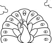 Coloriage Paon facile pour &acirc;ge pr&eacute;scolaire