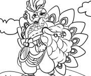 Coloriage Paon indien en dansant