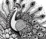 Coloriage Paon male GS stylis&eacute;