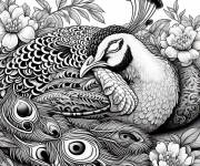 Coloriage Paon qui dort