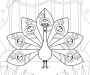 Coloriage Paon qui fait la roue