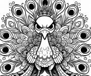 Coloriage Paon roi en col&egrave;re de dessin anim&eacute;