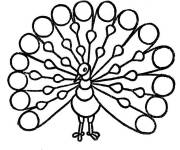 Coloriage Paon simple qui fait la roue