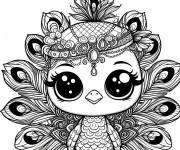 Coloriage Petit paon aux grands yeux
