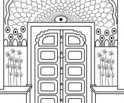 Coloriage Porte en forme du mandala paon