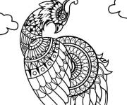 Coloriage Repr&eacute;sentation de paon sur arbre