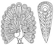 Coloriage Superbe paon et plume