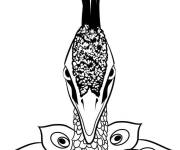 Coloriage T&ecirc;te d'oiseau paon d&eacute;taill&eacute;