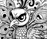 Coloriage Visage de paon en col&egrave;re
