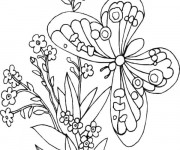 Coloriage Papillon dans la nature