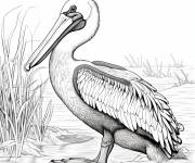 Coloriage P&eacute;lican et son habitat dans la nature