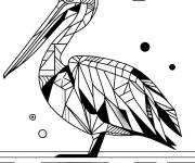 Coloriage P&eacute;lican g&eacute;om&eacute;trique 3D