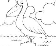 Coloriage P&eacute;lican souriant